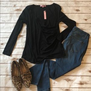 Blacked ribbed long sleeve top